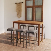 7 Piece Garden Bar Set with Cushions Grey