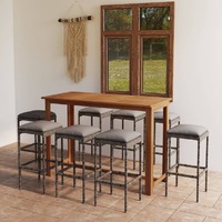  9 Piece Garden Bar Set with Cushions Grey