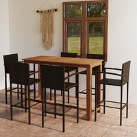  7 Piece Garden Bar Set Brown