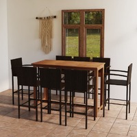  9 Piece Garden Bar Set Brown