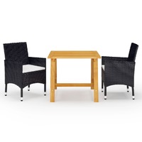  3 Piece Garden Dining Set Black