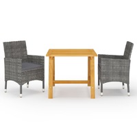  3 Piece Garden Dining Set Grey