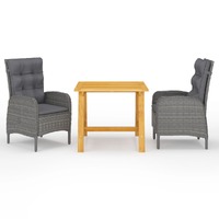  3 Piece Garden Dining Set Grey