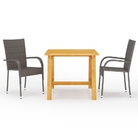  3 Piece Garden Dining Set Brown