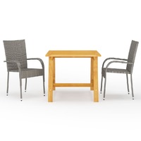  3 Piece Garden Dining Set Grey