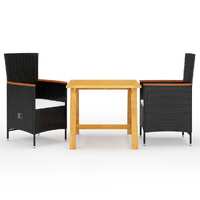  3 Piece Garden Dining Set Black