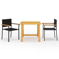  3 Piece Garden Dining Set Black