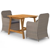  3 Piece Garden Dining Set Brown