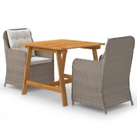  3 Piece Garden Dining Set Brown