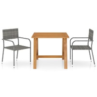  3 Piece Garden Dining Set Grey