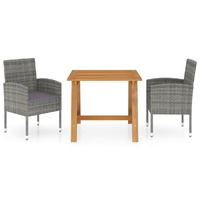  3 Piece Garden Dining Set Grey