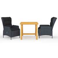  3 Piece Garden Dining Set Dark Grey