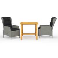  3 Piece Garden Dining Set Light Grey