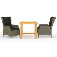  3 Piece Garden Dining Set Brown