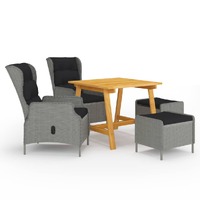  5 Piece Garden Dining Set Light Grey
