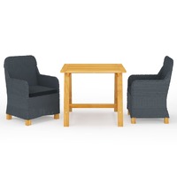  3 Piece Garden Dining Set Dark Grey
