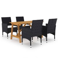  5 Piece Garden Dining Set Black