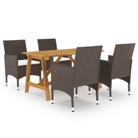  5 Piece Garden Dining Set Brown