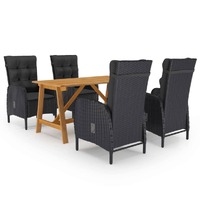  5 Piece Garden Dining Set Black