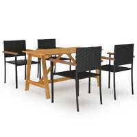  5 Piece Garden Dining Set Black