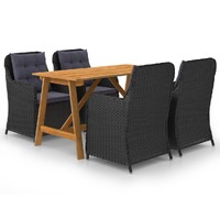  5 Piece Garden Dining Set Black