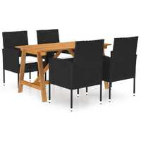  5 Piece Garden Dining Set Black