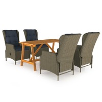  5 Piece Garden Dining Set Brown