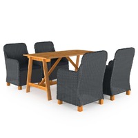  5 Piece Garden Dining Set Dark Grey