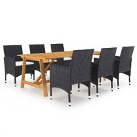  7 Piece Garden Dining Set Black