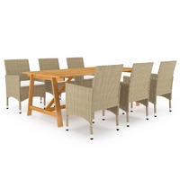  7 Piece Garden Dining Set Beige