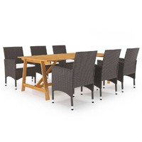  7 Piece Garden Dining Set Brown