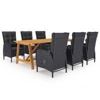  7 Piece Garden Dining Set Black