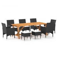  9 Piece Garden Dining Set Black