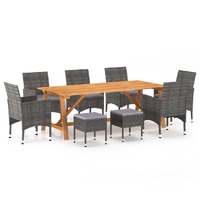  9 Piece Garden Dining Set Grey