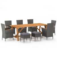  9 Piece Garden Dining Set Grey