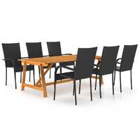  7 Piece Garden Dining Set Black
