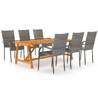  7 Piece Garden Dining Set Grey
