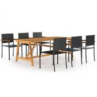 7 Piece Garden Dining Set Black