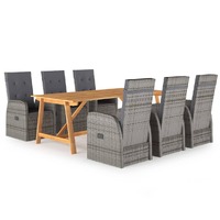  7 Piece Garden Dining Set Grey