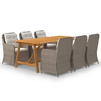  7 Piece Garden Dining Set Brown