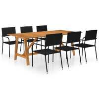  7 Piece Garden Dining Set Black