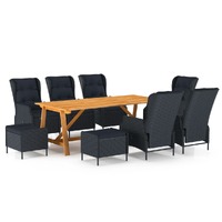 9 Piece Garden Dining Set Dark Grey