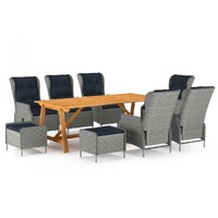  9 Piece Garden Dining Set Light Grey
