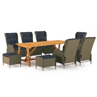  9 Piece Garden Dining Set Brown