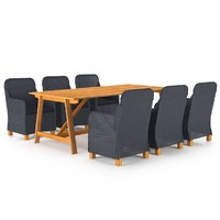  7 Piece Garden Dining Set Dark Grey