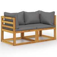  2-seater Garden Bench with Dark Grey Cushions