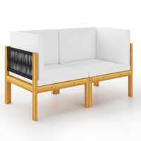  2-seater Garden Bench with Cushions Solid Acacia Wood