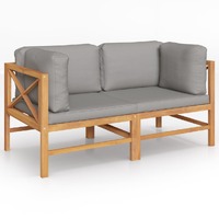  2-seater Garden Bench with Dark Grey Cushions