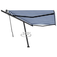  Freestanding Manual Retractable Awning 500x300 cm Blue/White