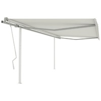  Manual Retractable Awning with Posts 4x3 m Cream